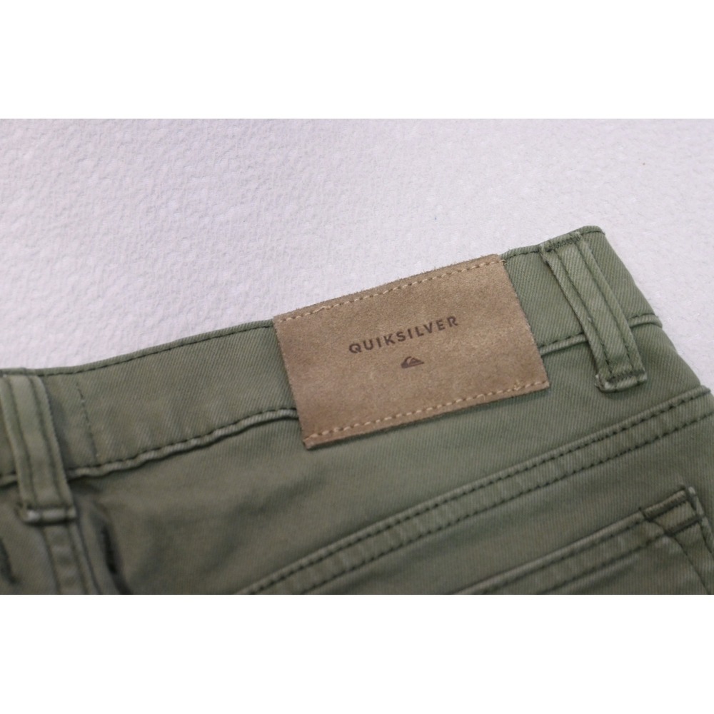 Quiksilver Straight‎ Fit Pants Mens 29x32 Olive Green Cotton Blend Twill Stretch